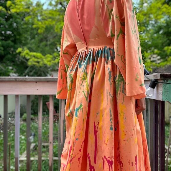 vintage painted prom wedding dress Streetwear art - Picture 5 of 8